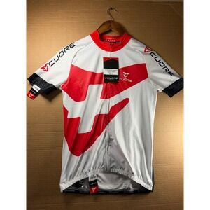 Cuore Cycling Jersey Womens Large White Red Silver Original Full Zip Short S NWT